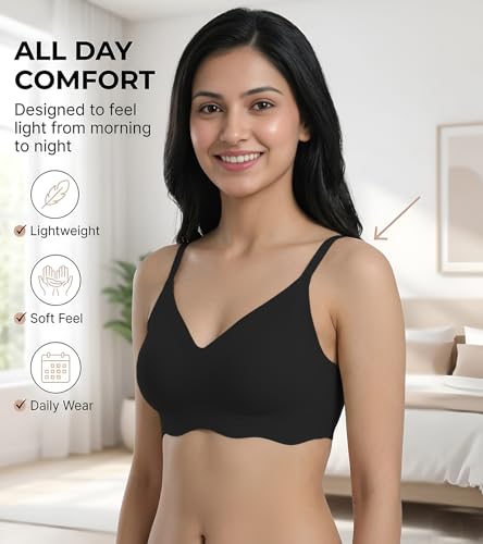Image of DClub Wireless Bras for Women No Underwire Seamless Push Up Full Coverage Everyday Bra Comfortable Supportive Tshirt Bralette