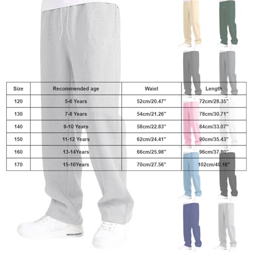Boy's Baggy Sweatpants Straight Leg Open Bottom Casual Pants Elastic Waist Athletic Joggers Pants with Pockets3