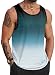 VOGSTART Mens Pinstripe Tank Sport Top Swim Tank Vacation Tropical Graphic Casual Beach Cutoff Shirt Blue M