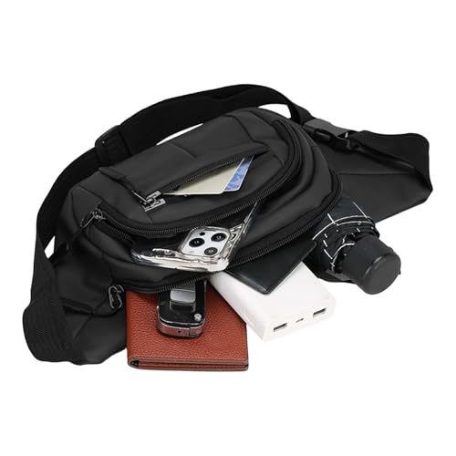 Riñonera – PU poliéster 35 x 14 x 4 cm | bolsa de cintura | riñonera | cinturón bandolera ajustable para viajes, senderismo, ciclismo, actividades al aire libre, uso diario, seguro