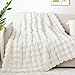 Touchat Luxury 1000GSM Faux Rabbit Fur Throw Blanket, Super Heavy Warm Cozy Blankets for Couch Bed Sofa, Bubble Plush Fuzzy Elegant Soft Reversible Mink Blanket for Living Room Bedroom, Cream White