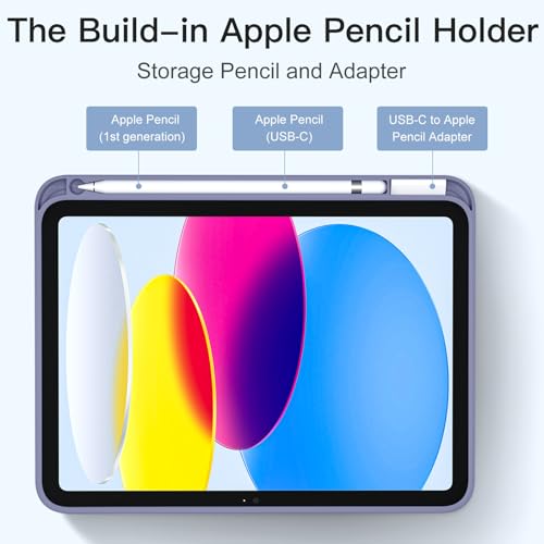 Image of Akkerds Compatible with iPad (A16) 11th Generation Case 11 Inch 2025, for iPad 10th Generation Case 10.9 Inch 2022 with Pencil Holder,Slim Trifold Stand Protective Cover with Soft TPU Back,LightPurple