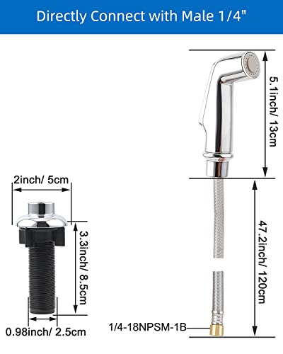 Kitchen Sink Side Sprayer With Quick Side Connector Compatible With Moen Faucet Sprayer Replacement, Kitchen Sink Faucet Sprayer Attachment With Water Hose/Holder, Chrome #TOP2