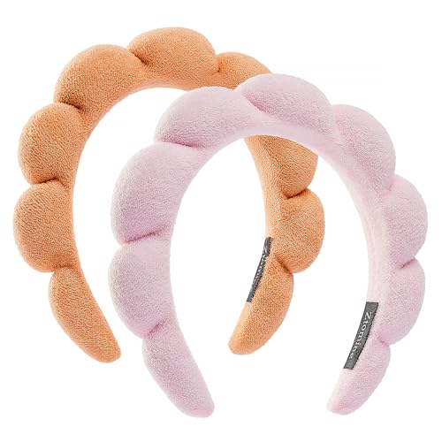 Ztomine Spa Headbands, Set of 2 - Terry Cloth Face Wash Headbands for Women - Puffy Makeup Headbands...