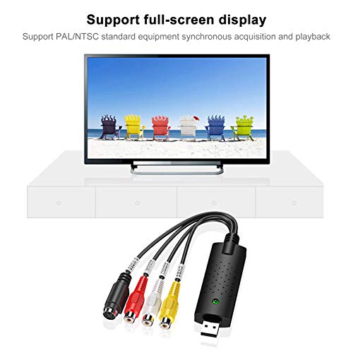 PUSOKEI USB 2.0 Capture Card AV/ Composite and SVideo Audio Video Capture Card Adapter Video Collection Card for XP/Vista/7/8/10/Linux Operating System
