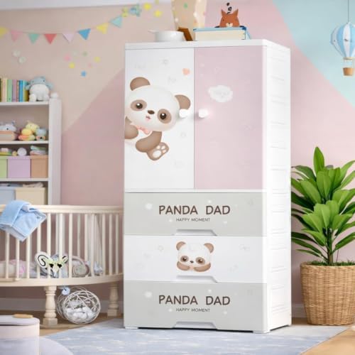 Image of LERIMO Plastic Wardrobe for Clothes | Portable Foldable Wardrobe Almirah for Bedroom | Kids & Baby Clothes Storage Cupboard | Collapsible Plastic Storage Cabinet | Almirah for Kids Clothes