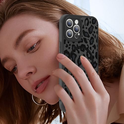 Image of KANGHAR Case for iPhone 12 Pro Max Phone Case Leopard Printed Pattern | Cute Cheetah [Compatible with Magsafe] Protective Magnetic Case for Girls Women Men 6.7 inch