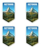 Pegatinas de 100 mm, 4 unidades, vinilo resistente al agua, para viajes, recuerdos, cerola, Suiza, montaña, panorámica, 100 mm, para coche, portátil, maleta, etc