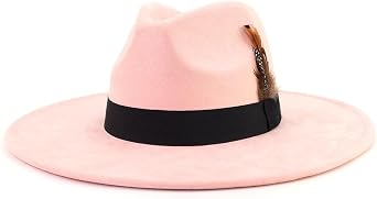 LIDHAY Big Wide Brim Fedora Hats for Women Men Western Suede Hat Panama Hat القبعات الخارجية   