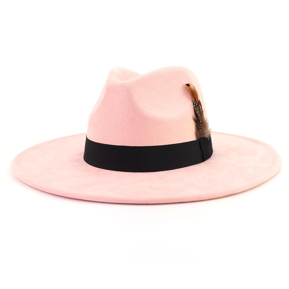 LIDHAY Big Wide Brim Fedora Hats for Women Men Western Suede Hat Panama Hat Outdoor Hats
