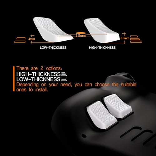 PlayVital White Back Button Enhancement Set for Steam Deck LCD, Grip Improvement Button Protection Kit for Steam Deck OLED - 2 Different Thickness
