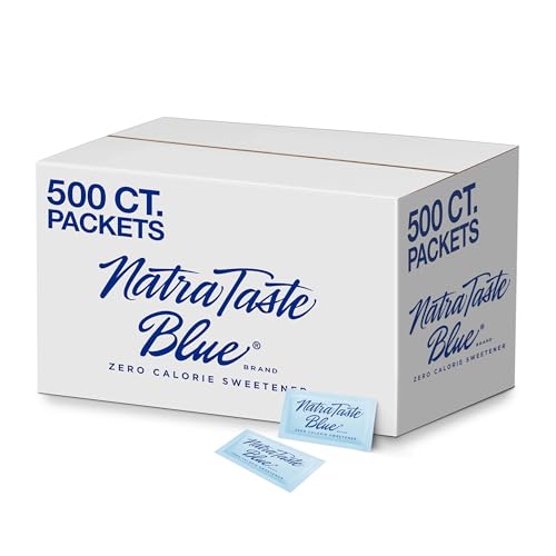NatraTaste Blue Zero Calorie Aspartame Sweetener Packets, 500 Ct., Gluten Free, Vegan, Sugar Substitute for Hot and Cold Drinks, Coffee, Iced Tea, Baking and More