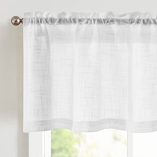 jinchan Ruffled Kitchen Window Valance Curtain, 18 Inch, 1 Panel, Blue Gray