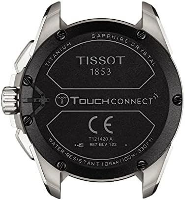 Tissot Unisex T-Touch Connect Solar Antimagnetic Titanium Case Swiss Tactile Quartz Watch with Strap, Grey, 23 (Model: T1214204405100)