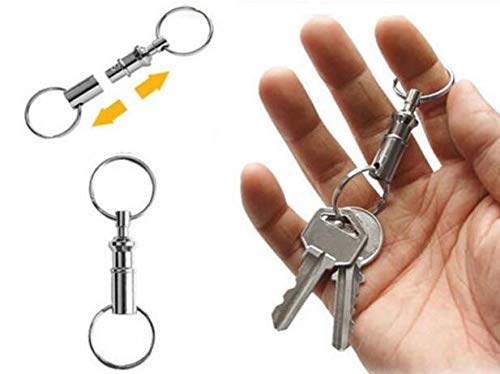 Vasana 2Pcs Silver Dual Key Ring Detachable Pull Apart Key Rings Keychains With 2 Heavy Duty Split Rings Lock Holder Key Accessory #TOP5