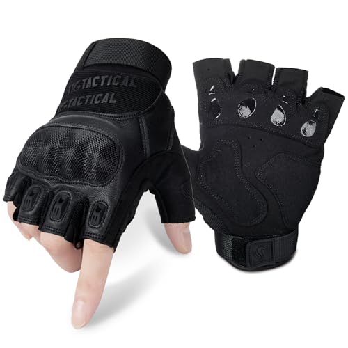 1TG Tactical Guantes tácticos para Pantalla táctil con protección de Nudillos de Fibra de Carbono, M