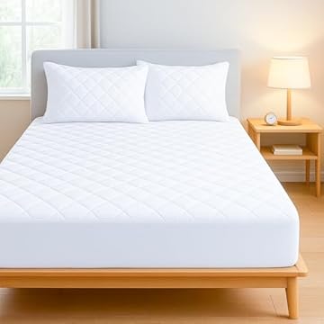 Acrali Home Coprimaterasso trapuntato matrimoniale, design ultra morbido a 3 strati con gonna profonda aderente, traspirante e anallergico, lavabile in lavatrice (137 x 190 + 35 cm)