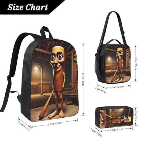 Adjustable Rucksack Lunch Bag Pencil Case Tung Tung Tung Sahur Backpacks 3pcs Set Primary Secondary Daypacks Work Laptop Bookbags Daily Gifts3