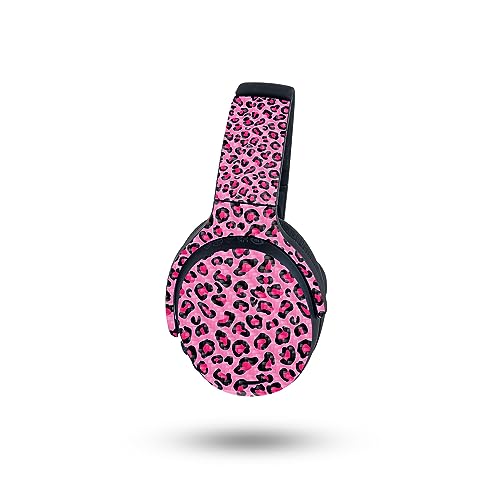 Image of MightySkins Carbon Fiber Skin Compatible with Skullcandy Crusher ANC 2 - Pink Leopard | Protective, Durable Textured Carbon Fiber Finish | Easy to Apply
