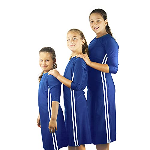 Image of Shira Modest Girls Swim Dress | 3 /4 Sleeve Swimdress, Full Coverage Bathing Suit | Tznius UPF 50+ Quick-Dry