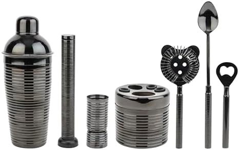 French Home 7-Piece Black Stainless-Steel Barware Set - Thumbnail 5