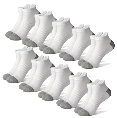 CARIAN 10 Pairs Men's Ankle Socks – Breathable Cushioned Athletic Low Cut Socks for Running, Sports, Work