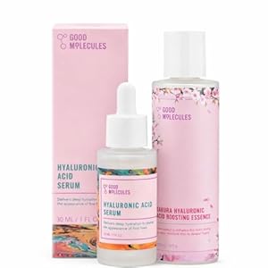 Good Molecules Hyaluronic Acid Serum and Sakura Essence Duo, Hydrating Skincare Set, 30ml Serum with 100ml Boosting Essence, All Skin Types