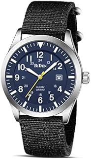 HANPOSH Mens Watches Military Watches for Men Analogue Quartz Waterproof Wrist Watches for Men Date Display Nylon Army Tactical Sports Minimalist Watches
