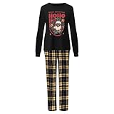 2026 Weihnachtspyjama-Set für den Herbst und Winter, schwarz, Weihnachtsmann, Hausanzug, Oberteil,...