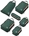 Compression Packing Cubes for Travel - Luggage and Backpack Organizer Packaging Cubes for Clothes (Green and Brown, 6Piece)