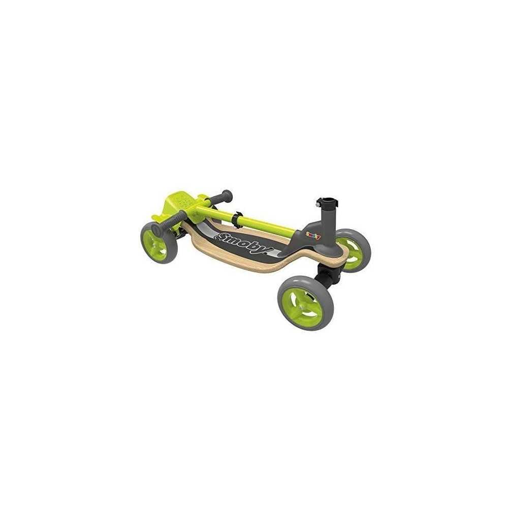 Smoby Cars Wooden Scooter - 3-rädriger Kinderroller Mit Holz-Trittfläche Ab 3 Jahren