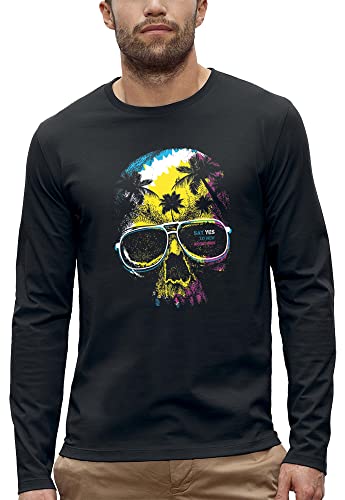 T-shirt manches longues crâne fluorescent pour homme au style streetwear unique
