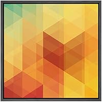 SIGNWIN Framed Canvas Wall Art Yellow, Orange, Red and Green Color Blocks and Triangles Geometric Shapes Illustrations Pop Art Modern Colorful for Living Room, Bedroom, Office - 16