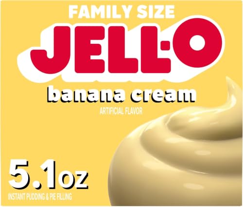Image of Jell-O Banana Cream Artificially Flavored Instant Pudding & Pie Filling Mix, Family Size Box, 5.1 oz. (Pack of 5)