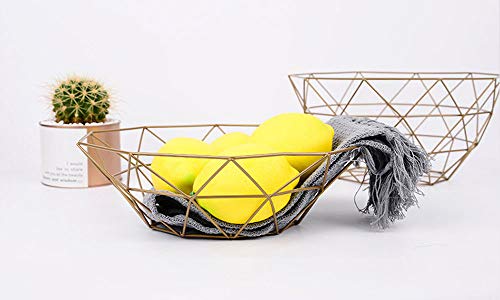 Ibwell Geometric Metal Wire Fruit Bowl, Iron Arts Fruit Storage Baskets For Kitchen Counter, Countertop, Home Decor, Table Centerpiece Decorative Hold Vegetables, Bread, Snacks, Potpourris(Large Gold) #TOP5