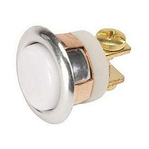 620-B 600 Series Non-Illuminated Doorbell Push Button, White Center, Metal Construction, 8/24/48V Compatible, Panel-Mount, Commercial and Industrial Use