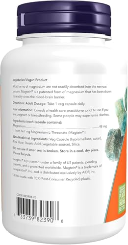 Image of Now Magtein Magnesium L-Threonate 90vcap