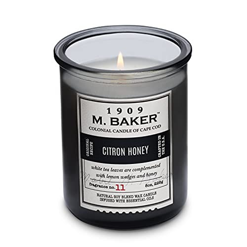 M. Baker By Colonial Candle Scented Apothecary Glass Jar Candle, Citron Honey, Natural Soy Wax Blend, 8 Oz, Premium Cotton Wick, Single (Coriander Seed, Sage Leaf, Lemon Wedge ) #TOP3