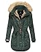 Produktbild Marikoo Damen Winter Jacke Parka Mantel Kunst-Pelz Kragen Kapuze Warm NEU GRK103 (S, Grün)