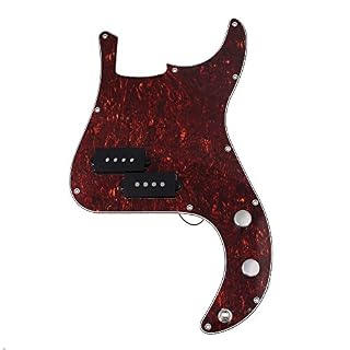 Yibuy Rouge précâblé simili Écaille de tortue Triple épaisseur PB Bass Pickguard Ensemble - Les Beatles, Paul McCartney, John Lennon, RIngo Starr, George Harrison