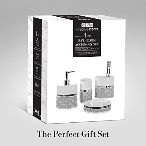 4 Piece Bathroom Accessory Set Gift Package Soap Dish and Dispenser
