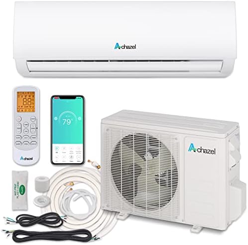 ACHAZEL Wifi Enabled 9000 BTU Mini Split Air ConditionerHeater Ductless Inverter System,19 SEER2,115V Wall Mounted AC with Heat Pump,Installation Kits-Cools Rooms up to 450 Sq. Ft Efficiently,White