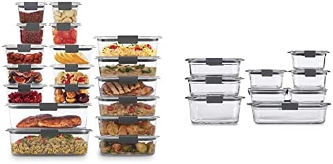Rubbermaid Brilliance Glass and Plastic Food Storage Containers S...
