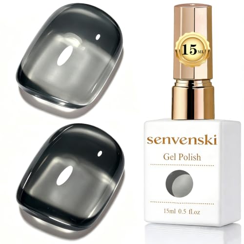 Senvenski Gelatina Jelly Esmaltes Semipermanentes Para Uñas, 15ml Naturales y Traslúcidos Colores Starter Kit UV LED Nail Art Manicura Esmaltes de gel de uñas (Negro, BT002)