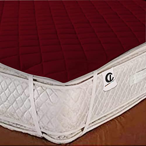 Image of Mattress Protector for King Size Bed Soft Microfiber 100% Waterproof / Dustproof Double Bed /King Size Quilted Elastic Bands Mattress Cover-Washable Mattress (Super King, Maroon)