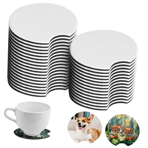 ARTSEWPLY 36 Piezas Posavasos para Automóvil de Neopreno Resistente con Apertura Redonda para Sublimación y Manualidades Impermeables y Fáciles de Limpiar para Porta Vasos de Coche y