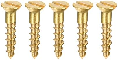 sourcing map Wood Screws M2 x 10mm Slotted Flat Head Brass Self-Tapping Screw 100 Pcs