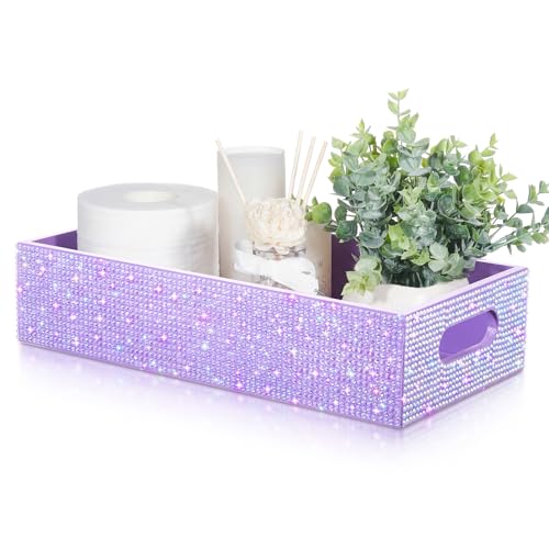 Honeydak Bling Rhinestone Bathroom Basket with Handle 13" x 6"