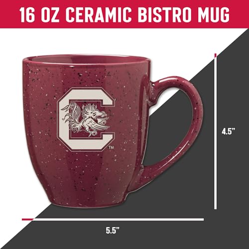 Image of Rico Industries NCAA South Carolina Gamecocks Maroon Personalized 16 oz Team Color Laser Engraved Speckled Ceramic Coffee Mug