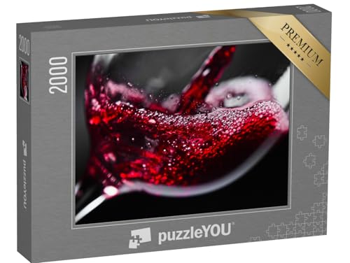 puzzleYOU: Puzzle 2000 Teile „Rotwein im Weinglas vor schwarzem Hintergrund“ – aus der Puzzle-Kollektion Wein